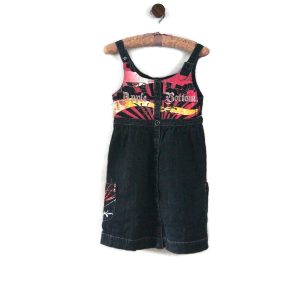 Apple Bottoms Girls L Blue Jean Overalls Dress